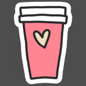 Thanksgiving Stickers & Tape_Sticker- Pink Coffee Cup