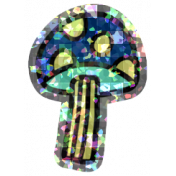 Thanksgiving Elements #2: Glitter Sticker- Mushroom Blue Green