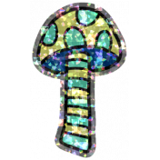 Thanksgiving Elements #2: Glitter Sticker- Mushroom Teal & Green