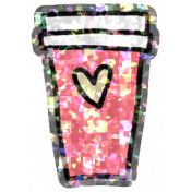 Thanksgiving Elements #2: Glitter Sticker- Pink Coffee Cup