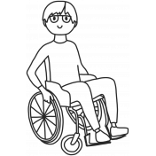 Draw it Kit #1 School kids- wheelchair kid 07 template