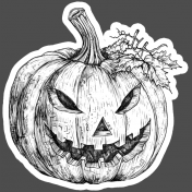 This Is Spooky Stickers: B&W Pumpkin 2