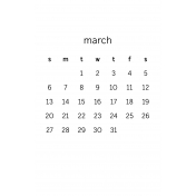 Monthly Calendar Half Letter March 2016