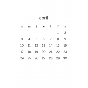 Monthly Calendar Half Letter April 2016