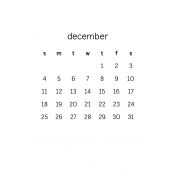 Monthly Calendar Half Letter December 2016
