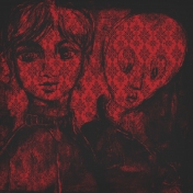 Gothical Papers- Paper 06- Girl & Ghost Red Damask