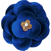 Reflections At Night- Blue Paper Flower With Pearl