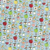 Apple Crisp- Blue Doodle Paper
