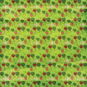 Strawberry Fields- Strawberry Doodle Paper- Green