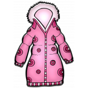 Winter Puffy Sticker Pink Coat