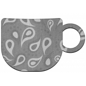 Paisley Print Grayscale Chipboard Mug Element