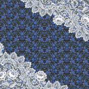 Navy Blue Roses & Lace Corner Paper