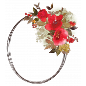 Red Floral Oval Frame