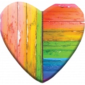 Large Wooden Heart- Broken, Faded, Peeling Rainbow Paint