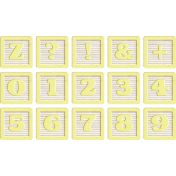 New Day Baby Yellow Alpha Blocks Z, 0-9, Symbols Sheet