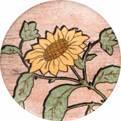 Summer Tea Element Round Sticker Sunflower