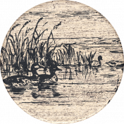 River Fog Ducks Round Sticker