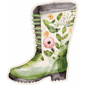 Lovely Garden Stickers: Rain Boot with Border