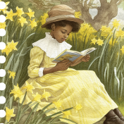 Afternoon Daffodil Element Ephemera Girl Reading 1