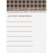 Country Days August Memories 3x4 Journal Card