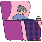 Sick In Couch Grandma Illustration