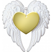 Baby- Angel Wings Heart Gold