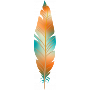 Turquoise Orange Feather No outline