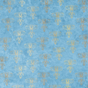 Christmastide Gold Flourish and Light Blue Textured Paper