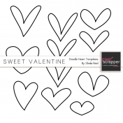 Sweet Valentine Doodle Heart Templates Kit