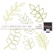 Leafy Branches Set #01 Outlines Brushes/PNG's Kit