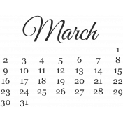Dates- March Mini Calendar