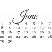 Dates- June Mini Calendar