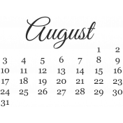 Dates- August Mini Calendar