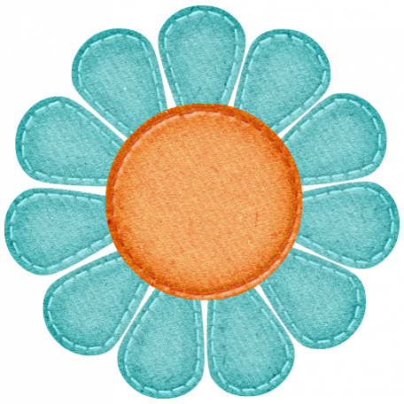 Aqua & Orange Stitched Daisy graphic by Annette Marie ...