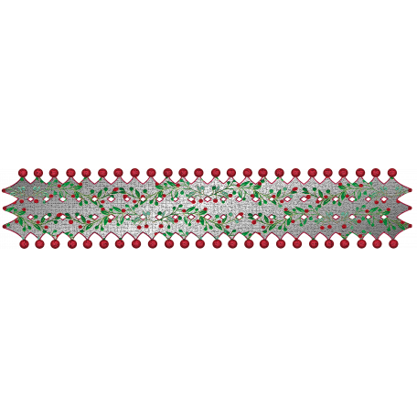 Christmastide Red Silver Metallic Textured Diamond Border with Holly ...