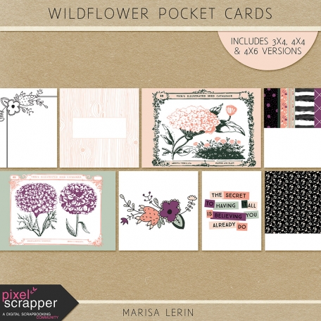 Wildflower Pocket Cards Kit by Marisa Lerin graphics kit ...