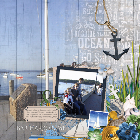 Bar Harbor By Lidia Grad DigitalScrapbook Com Digital Scrapbooking   Bar Harbor Layout Ocean Getaway With Kids Yellow Green Blue Gray 