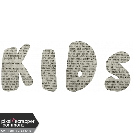 ::Kids Ahead Kit:: Newspaper Wordart 'Kids'