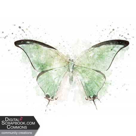 Blessed Green Artsy Butterfly