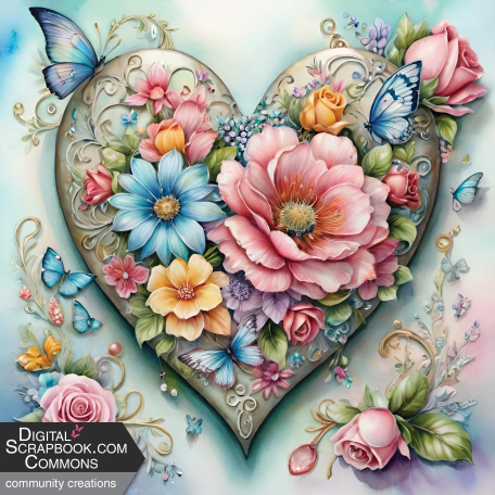 Hearts & Flowers Background 1