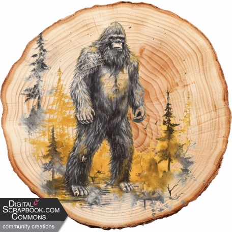 Big Foot Wood Slice Clipart