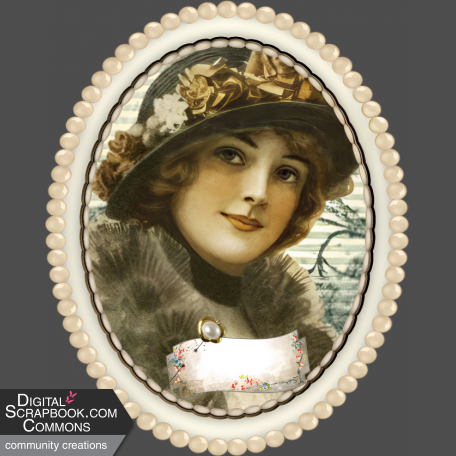 Vintage Lady in Oval Pearl Frame 2