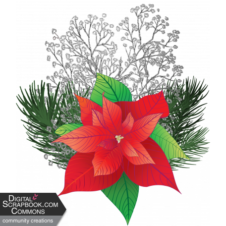 Christmastide Poinsettia ,Baby Breathe and Pine Cluster Element