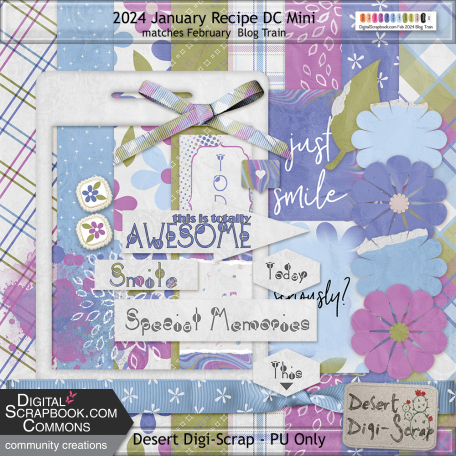 2024 01 Mini Kit Recipe Design Challenge By Tricia Ptktj Graphics Kit   2024 01 Mini Kit Recipe Design Challenge Feb 2024 Blog Train Flowers Green Blue Purple Magenta White 