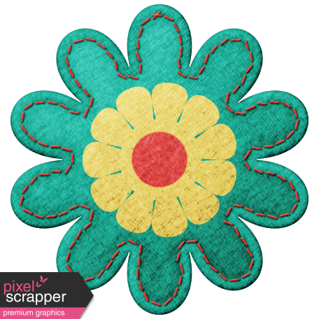 Challenged Felt Flower - Green & Yellow graphic by Marisa Lerin ...