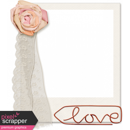 Already There - Flower & Lace Cursive Love Clip Frame (Shadowed)