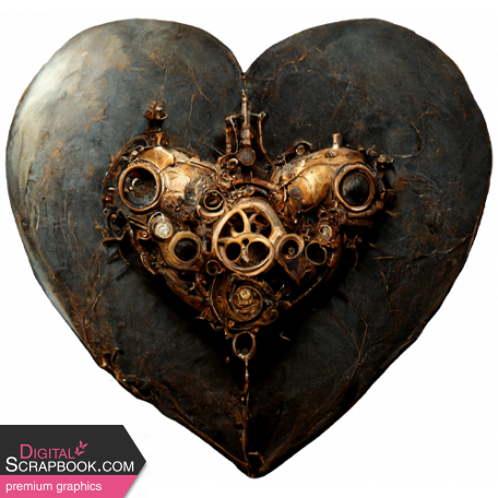 Steampunk Ephemera Kit Metal Heart 3