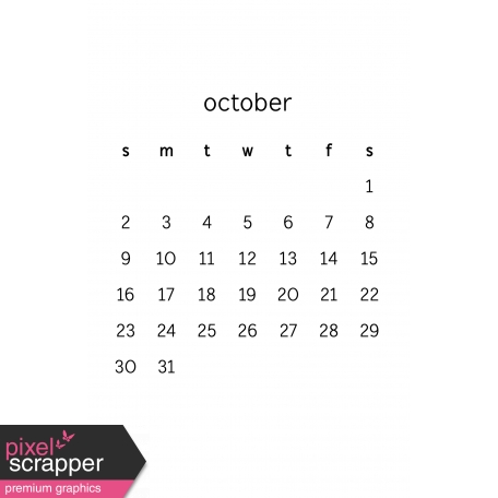 Monthly Calendar Half Letter October 2016