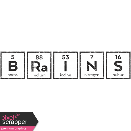 The Mad Scientist - Periodic System Words - Brains - Stamp