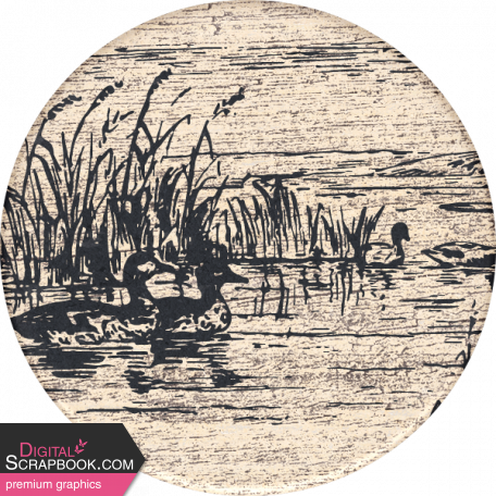 River Fog Ducks Round Sticker